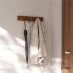 Umbra Flip Wall-Mounted Coat Rack with 5 Hooks – Modern, Space-Saving Storage for Hats, Jackets, Bags, Entryway, Mudroom, Closet, Bathroom, Bedroom – Light Walnut/Gold - Image 3