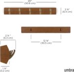 Umbra Flip Wall-Mounted Coat Rack with 5 Hooks – Modern, Space-Saving Storage for Hats, Jackets, Bags, Entryway, Mudroom, Closet, Bathroom, Bedroom – Light Walnut/Gold - Image 4