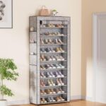 Covered Shoe Rack Tall Metal Shoes Rack Organizer for Entryway Garage Closet Tall Shoe Shelf Shoe Storage Cabinet Free Standing Large Garage Shoes Racks Organizer - Image 3