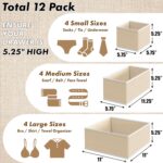 Simple Houseware Foldable Drawer Organizer Set of 12, Beige – Fabric Storage Bins for Clothes, Underwear, Bra, Panty, Socks, Onesies – Closet & Dresser Drawer Dividers for Home Organization - Image 3
