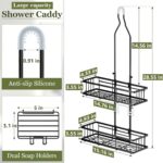 Shower Caddy Hanging: Adjustable Height Organizer for Over Showerhead - Black Rustproof Shower Shelves with Hooks & 2 Soap Holders - Image 3