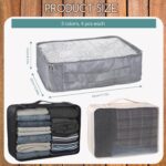 SHENLIU 12 Pcs XL Packing Cube for Travel Luggage Organizer, 17.7 x 12.99 x 4.72 inches Reusable Black Gray Beige Mesh Travel Luggage Bags for Hiking Camping Accessory - Image 3
