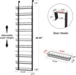 Churboro Over the Door Pantry Organizer Rack with 9 Adjustable Baskets, 9 Tiers Dual-use Hanging or Wall Mount Spice Rack Organizer, Black - Image 3