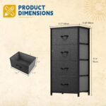 DWVO Storage Tower with 4 Drawers - Fabric Dresser, Organizer Unit for Bedroom, Living Room, Closets - Sturdy Steel Frame, Easy Pull Fabric Bins & Wooden Top - Image 4