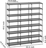 Large Shoe Rack 3 Row 8 Tier 40-60 Pairs Shoes Boots with Plastic Plate Home Sturdy Storage Organizer Shelf for Garage Entryway Hallway Front Doorway - Image 3
