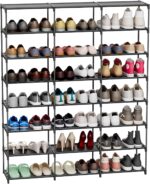 Large Shoe Rack 3 Row 8 Tier 40-60 Pairs Shoes Boots with Plastic Plate Home Sturdy Storage Organizer Shelf for Garage Entryway Hallway Front Doorway - Image 4