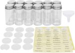 Simple Houseware 12-Pack 3 oz Glass Spice Jars, Round Bottles with Shaker Lids, Funnel and Labels for Seasoning & Storage - Image 3