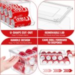 2 Pack Stackable Refrigerator Organizer, Soda Can Dispenser Pop Cans Container Beverage Holder with Lid for Fridge, Freezer, Kitchen, Clear Plastic Storage Bins-Holds 10 Cans Each (Clear) - Image 4