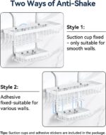 YASONIC Shower Caddy - Never Rust Aluminum Organizer - Over Shower Head with 10 Hooks & Soap Basket - White - Image 4