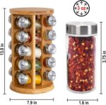Orii 20 Jar Bamboo Spice Rack with Spices Included - Rotating Tower Organizer for Kitchen Spices and Seasonings, (Bamboo Wood) - Image 3