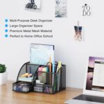EasyPAG Mesh Desk Organizer with Drawer Multi-functional Pen Holder Stationery Organizer for Office School Supplies 6 Compartments Dorm Organizers and Storage for Desk, Black - Image 3