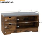 WelFurGeer Shoe Bench Entryway with Storage, Shoe Rack with Bench, Entryway Bench with Shoe Storage, Entryway Shoe Bench with Cushion, Brown + Gray - Image 4