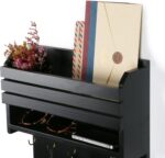 Key Holder, Wall Mounted Mail Organizer, Keys Holder on Wall with 9 Key Hooks, Black - Image 4