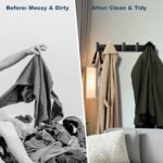 PMMASTO Coat Rack Wall Mounted, 5 "T Shaped Wall Hooks for Hanging, Heavy Duty Stainless Steel Coat Hook Rail for Hat Towel Robes in Bathroom Kitchen Mudroom Entryway (Black, 2 Pack) - Image 4