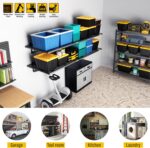 4Pack 2x3ft Adjustable Metal Garage Wall Shelving Heavy Duty Garage Storage Shelf Wall Mounted Black - Image 3
