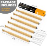 SpaceAid Bamboo Drawer Dividers with Labels, Kitchen Adjustable Drawer Organizers, Expandable Organization for Home, Office, Dressers and Bathroom, 6 Dividers (17-22 in) - Image 3
