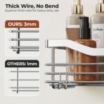 Orimade Shower Caddy Basket Shelf with 5 Hooks Adhesive Organizer Storage Rack Rustproof Wall Mounted Stainless Steel No Drilling for Bathroom, Toilet, Kitchen - 2 Pack - Image 4