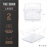 BINO | Plastic Storage Bins, Large - 2 Pack, Clear | THE SOHO COLLECTION | Pantry Organizers and Storage Containers | Fridge Organizer Bins | Kitchen Cabinet Organizer | Medicine Cabinet Bin - Image 3