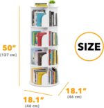 SpaceAid 4 Tier Rotating Bookshelf Tower, Spinning Bookcase Lazy Susan, Revolving 360 Book Shelf Storage Round Carousel, Vertical Rotate Turning Spiral Corner Organizer, White - Image 3