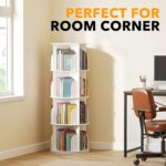 SpaceAid 4 Tier Rotating Bookshelf Tower, Spinning Bookcase Lazy Susan, Revolving 360 Book Shelf Storage Round Carousel, Vertical Rotate Turning Spiral Corner Organizer, White - Image 4