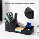 deli Desk Organizer, Plastic Desktop Organizer with Pencil Holder and Sticky Note Tray, Office Stationery Supplies Organizers Accessories Caddy, 6 Compartments, Black - Image 5