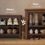 AQIMUELE Wood Shoe Rack Bench for Entryway, 2 Tier Shoe Rack for Front Door Entrance, Shoe Bench with Shoe Storage for Entryway, Bedroom, 23.6" - Image 4