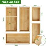 Bamboo Drawer Organizer Set, 5 PCS Multi-Use Individual Wood Storage Organizers, Junk Drawer Divider and Storage Trays Containers for Kitchen, Bathroom, Office Desk, Makeup, Jewelry, Utensils - Image 4