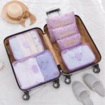 6 Set Packing Cubes, Multi-functional Clothing Sorting Packages, Travel Carry On Luggage Organizers Storage Bags, Travel Packing Pouches, Purple Cherry - Image 3