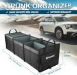K KNODEL Sturdy Car Trunk Organizer with Premium Insulation Cooler Bag, 3 Compartments Heavy Duty Collapsible for Car, SUV, Truck, or Van (Large, Black) - Image 3