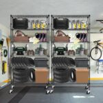 6 Tier Storage Shelves with Wheels, 2100lbs Capacity Heavy Duty Shelving Units, 14x36x75inch Adjustable Metal Shelf Wire Shelving Rack for Garage, Kitchen, Office, Black - Image 3