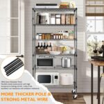 6 Tier Storage Shelves with Wheels, 2100lbs Capacity Heavy Duty Shelving Units, 14x36x75inch Adjustable Metal Shelf Wire Shelving Rack for Garage, Kitchen, Office, Black - Image 5