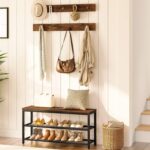 HOOBRO Hall Tree with Bench, Coat Rack Shoe Bench Set, Entryway Shoe Rack with Coat Hooks, Hall Tree Coat Rack, Mud Room, Industrial, for Foyer, Front Door, Rustic Brown BF07MT01 - Image 3