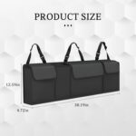 Car Trunk Organizer, Waterproof Collapsible Cargo Bag with 4 Pockets,Backseat Hanging Large Storage with Adjustable Straps, Sturdy Space Saver Frees Trunk Floor for SUV, Truck (Black) - Image 3