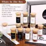 24 Pcs Glass Jars With 296 Spice Labels Preprinted of White and Black Color- 4oz Thicken(2.4mm) Empty Small Herb Seasoning Containers With Bamboo Airtight Lids - Image 3