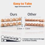 Egg Holder for Fridge, Automatic Steady Rolling Egg Dispenser with Silicone Bumpers & Handle for Refrigerator, Large Capacity Egg Organizer with Lid - Image 3