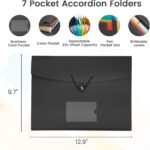 Accordion File Organizer, 7 Pockets Expanding File Folder with Labels, A4/Letter Size Portable Folders for Documents, Paper Organizer for School Office Supplies, Black - Image 4