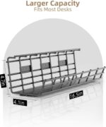 2 Pack DELAMU Under Desk Cable Management Tray, Large Metal Cord Organizer, Office & Home Cord Wire Management Under Desk Shelf, Easy Install Pre-drilled Cable Organizer, Black - Image 4