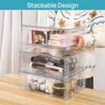 Vtopmart 2 Pack Large Stackable Storage Drawers,Easily Assemble Clear Acrylic Bathroom Closet Undersink Organizers,Plastic Storage Bins for Cabinet,Kitchen Pantry,Medicine Organization - Image 3