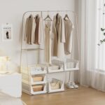 Proarea 5 Pack Stackable Plastic Storage Basket Closet Organizer Bin Foldable Clothes Organizer Storage Drawer Shelf Container for Living Room Bathroom Kitchen Office (5L) - Image 3