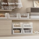 Proarea 5 Pack Stackable Plastic Storage Basket Closet Organizer Bin Foldable Clothes Organizer Storage Drawer Shelf Container for Living Room Bathroom Kitchen Office (5L) - Image 5