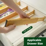 Utoplike 4 pcs Bamboo Kitchen Drawer Dividers Large, Adjustable Drawer Organizers, Spring Loaded, Works in Kitchen, Dresser, Bathroom, Bedroom, Drawer, Desk - Image 4