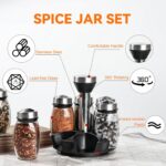 Mlici 6PC Spinning Glass Spice Jars - 360° Rotating Spice Rack Organizer with Jars, Stainless Steel Revolving Seasoning Holder Jars for Countertop Cabinet Kitchen Spices Cruets - Image 3