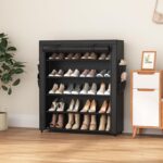 Shoe Rack with Cover, 5 Tier Shoe Organizer Storage for 20-24 Pair Shoes and Boots Large Shoe Storage Shelf Space Saving Vertical Shoe Rack for Closet, Front Door Entrance, Dorm, Garage - Image 3