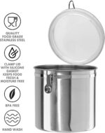 Oggi Stainless Steel Kitchen Canister 152 fl oz - Airtight Clamp Lid, Clear See-Thru Top - Ideal for Kitchen Storage, Food Storage, Pantry Storage. Jumbo Size 8" x 8". - Image 4