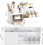 Subsky Makeup Organizer with Drawers, Easy Storage for Beauty Products Brushes, Multifunction Plastic Desk Organizer, Cosmetics Organizer for Countertop Dresser Vanity and Bathroom (White) - Image 3