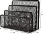 EASEPRES Desk Mail Organizer, Office Small Desktop Metal Mesh Envelope Letter Sorter Paper File Holder Organizer with 3 Vertical Upright Compartments, Black 2 Pack - Image 3