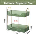 Bathroom Counter Organizer Countertop Storage, Cosmetics Skincare Shelf, Makeup Organizer Perfume for Dresser Vanity Tray, Spice Rack for Kitchen(2 Tier-Green) - Image 3
