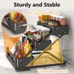 3 Tier Foldable Spice Rack for Countertop Iron Kitchen Seasoning Organizer for Cabinet, Black - Image 4