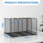 5 Sections Desk File Holder/Rack/Sorter,Mesh File Organizer,File Folder Organizer,Metal Upright Desktop Organization for Documents,Magazine,Kitchenware,Antiskid,Antirust,Sturdy,1 Pack - Image 3