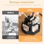 Pencil Pen Holder for Desk,9 Slots 360 Degree Rotating Desk Organizers,Desktop Storage Stationery Supplies Organizer, Cute Pencil Cup Pot For Office, School, Home(Black) - Image 3